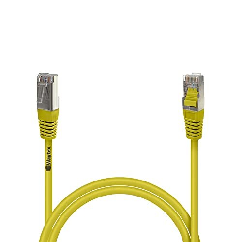 Waytex 32051 Kabel sieciowy RJ45 Cat 5e FTP 100MHz kolorowy ekranowany - kompatybilny z PC, routerem, modem, przełącznikami konsoli do gier, TV, wzmacniacz sieciowy - 0,50m, żółty