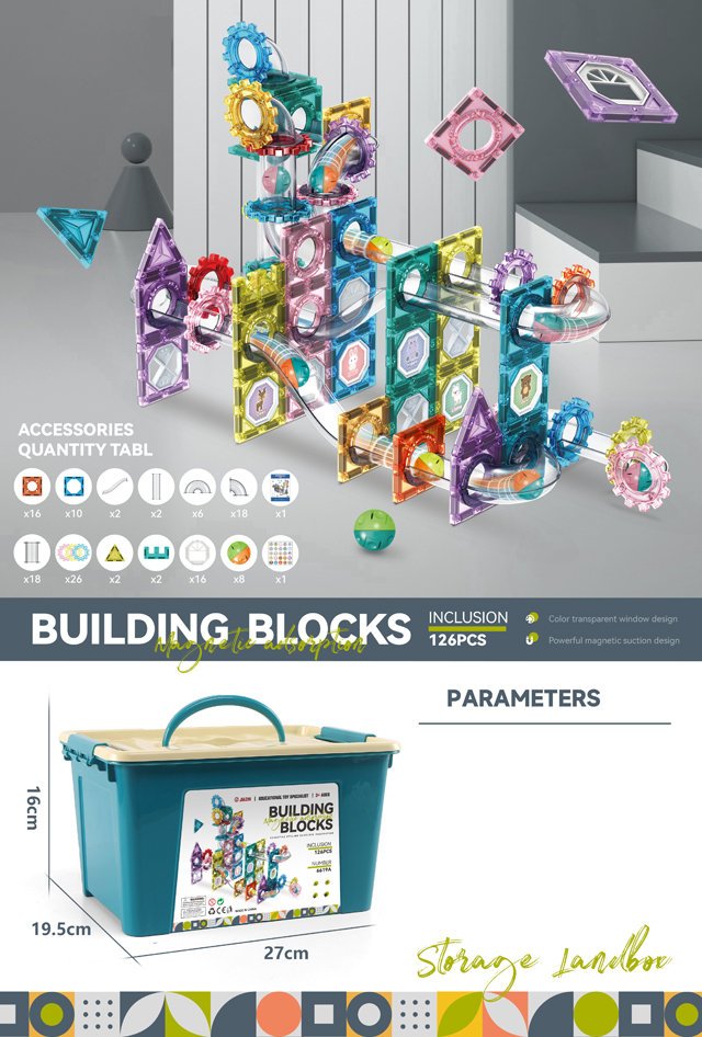 Kolorowa magnetyczna konstrukcja kulkowa 126 elementów