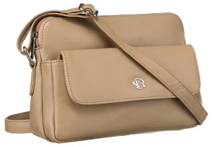 Torebka damska skórzana Rovicky na ramię listonoszka crossbody na suwak miejska saszetka, beżowy - Torebki damskie - miniaturka - grafika 1