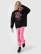 Moda i Uroda OUTLET - Bluza Dresowa Nierozpinana Bez Kaptura Dziewczęca 4F 4Fjraw24Tswsf1791-20S Czarny - miniaturka - grafika 1
