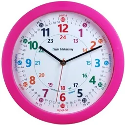Zegar edukacyjny do nauki czasu różowy/ 27,5cm - Zabawki interaktywne dla dzieci - miniaturka - grafika 1