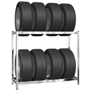 2-poziomowe regały na opony, 4 szt., 110x40x110 cm, stal - Szafy i regały magazynowe - miniaturka - grafika 4