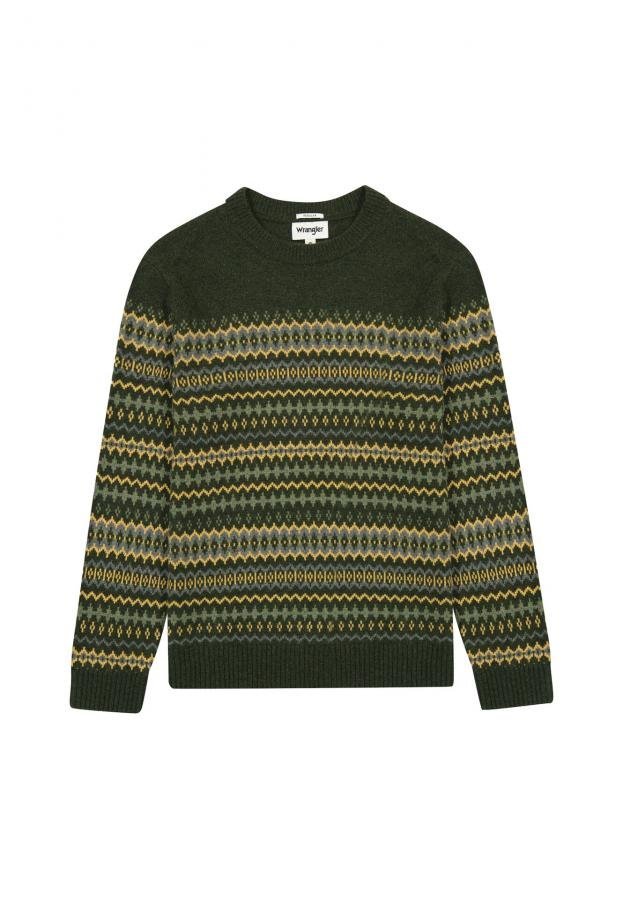 Sweter Męski Wrangler 112357294 Fairisle Sweater Verdant Green Xl