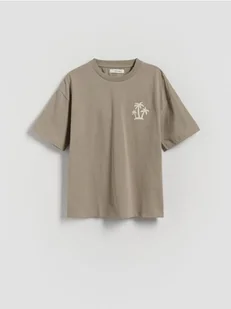 Reserved - Bawełniany t-shirt z nadrukiem - beżowy - Koszulki dla chłopców - miniaturka - grafika 1