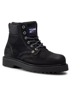 Buty zimowe męskie - Tommy Jeans Trapery Lace Up Mens Tommy Jeans Boot EM0EM00534 Czarny - grafika 1