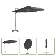 Parasole ogrodowe - The Living Store Parasol wiszący ze stalowym słupkiem - 300 cm - antracytowy - Parasol Wiszący - miniaturka - grafika 1