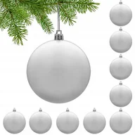 Bombki - 10szt Zestaw Bombki Choinkowe Na Prezent Choinkę Duże 10szt Srebne 8cm - miniaturka - grafika 1