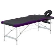 Stoły i łóżka do masażu - VidaXL 2-strefowy, składany stół do masażu, aluminium, czarno-fioletowy - miniaturka - grafika 1