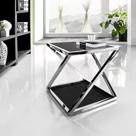 Ławy i stoliki kawowe - STOLIK POMOCNICZY IMPERIAL szklano metalowy w stylu modern classic - CZARNE SZKŁO - miniaturka - grafika 1