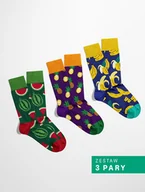 Skarpetki damskie - Skarpetki Fruit Set - Zestaw 3 pary - Owocowe Szaleństwo (unisex) - miniaturka - grafika 1
