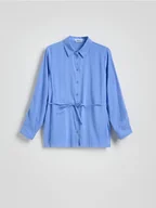 Koszule damskie - Reserved - Koszula z wiązaniem z modalu - jasnoniebieski - miniaturka - grafika 1