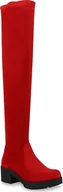 Botki damskie - Mytrendshoe Botki damskie Overknees Lekko sznurowane Botki Platforma Przód 823456, Kolor: Czerwony, Rozmiar: 37 - miniaturka - grafika 1