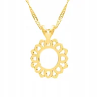 Naszyjniki - Złoty Naszyjnik z Rozetą Kwiat Roślinna Kwiatek Forma Ażurową SREBRO 925 - miniaturka - grafika 1