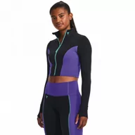 Bluzy sportowe damskie - Damska bluza treningowa Under Armour Project Rock LetsGo Crop FZ - czarna - UNDER ARMOUR - miniaturka - grafika 1