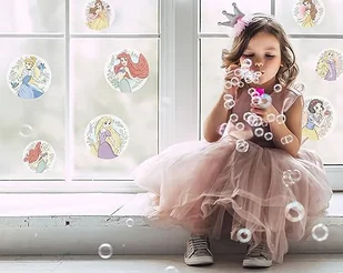 Naklejki na okno Disney - Princess Kindness Bubbles - rozmiar 30 x 30 cm, 2 arkusze - pokój dziecięcy, pokój dziecięcy, naklejka na okno, obraz na okno - Wyposażenie pokoiku dziecięcego - miniaturka - grafika 1