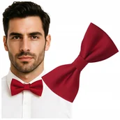 Krawaty i muchy męskie - Mucha męska prążkowana - bordowa - miniaturka - grafika 1