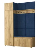 Meble do przedpokoju - Szafa z siedziskiem tapicerowanym dąb craft + granat K6-M38 - miniaturka - grafika 1