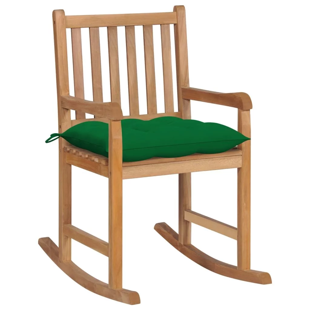 vidaXL Lumarko Fotel bujany z zieloną poduszką, lite drewno tekowe 3062777