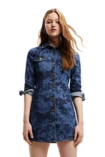 Desigual Damska sukienka Vest_Tina, 5008 Denim Dark Blue Casual Dress, L - Sukienki - miniaturka - grafika 1