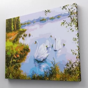 Rodzina łabędzi - Malowanie po numerach 50x40 cm - Malowanie po numerach - miniaturka - grafika 1