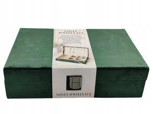 Aksamitne pudełko na biżuterię Szkatułka 27,8x19,8x7,5cm Zielone - Pudełka i szkatułki - miniaturka - grafika 1