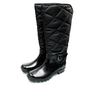 Kalosze damskie - Kalosze kozaki ocieplane damskie wysokie czarne lakierowane r.37 - miniaturka - grafika 1