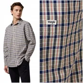 Koszule damskie - Wrangler 1 PKT SHIRT Beige klasyczna koszula bawełniana męska w kratę 3XL - miniaturka - grafika 1