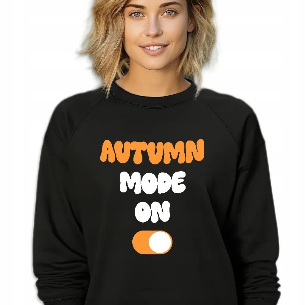Damska Bluza Czarna Dresowa AUTUMN MODE ON Dla Jesieniary Wzory Rozmiar S