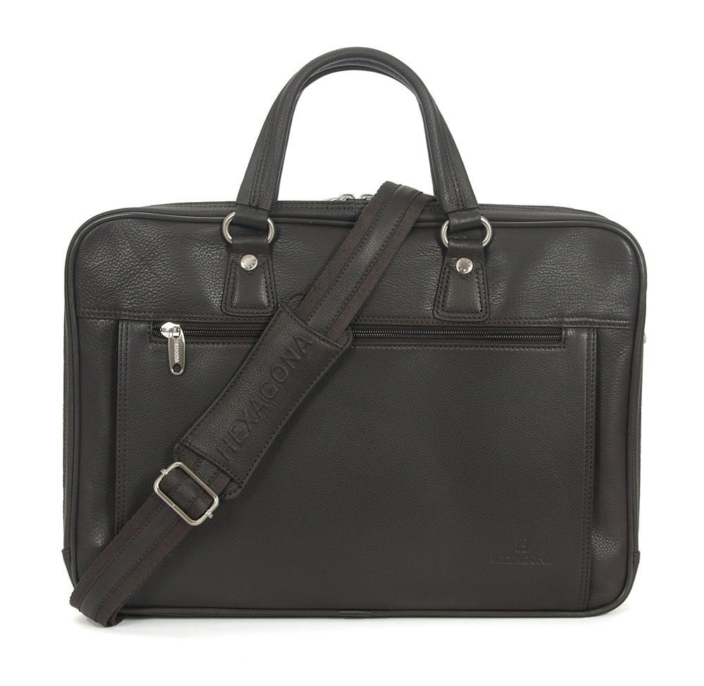 AKTÓWKA TORBA Z PASKIEM TECZKA SKÓRZANA NA LAPTOP ciemny brąz