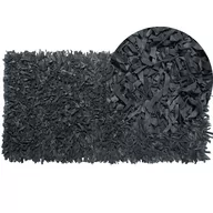 Dywany - Beliani Dywan czarny 80 x 150 cm skórzany MUT - miniaturka - grafika 1