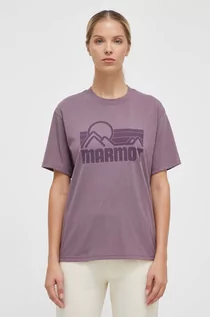Koszulki sportowe damskie - Marmot t-shirt damski kolor fioletowy - grafika 1