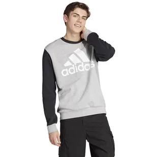 adidas Męska bluza polarowa z dużym logo Essentials, Średni szary wrzosowy/czarny, M - Bluzy męskie - miniaturka - grafika 1