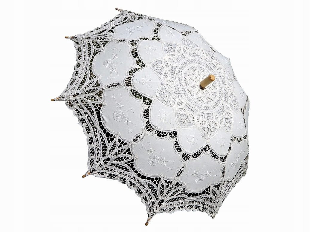PARASOLKA ŚLUBNA, PRZECIW SŁOŃCU AŻUROWA, KORONKOWA ECRU, ELEGANCKA