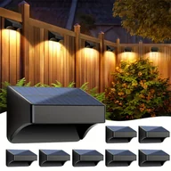 Inne - TEMU 8 sztuk solarnych lamp ogrodzeniowych na zewnątrz, solarne lampy ścienne ciepłe z ciepłą bielą i zablokowanym trybem RGB, czarne solarne lampy - miniaturka - grafika 1
