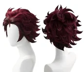 Dodatki do strojów karnawałowych - Peruka Wig Włosy Demon Slayer Manga Tanjirou Kamado Anime Cosplay - miniaturka - grafika 1
