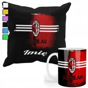 Gadżety dla niej i dla niego - ZESTAW KUBEK + POSZEWKA Z NADRUKIEM-DLA FANA KLUBY AC MILAN PIŁKA +IMIĘ - miniaturka - grafika 1