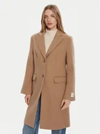 Płaszcze damskie - Calvin Klein Płaszcz wełniany LV044D558G Brązowy Slim Fit - miniaturka - grafika 1