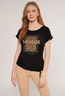 Koszulki i topy damskie - T-shirt damski z cekinowym panelem - Monnari - miniaturka - grafika 1
