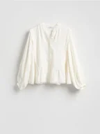 Bluzki damskie - Reserved - Bluzka z modalem - złamana biel - miniaturka - grafika 1