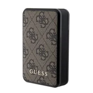 Powerbanki - Guess Powerbank 18W GUPB10DP4GEGW 10000mAh brązowy/brown 4G Leather Metal Logo - miniaturka - grafika 1