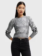 Swetry damskie - Desigual Sweter Johanna 22WWJF69 Srebrny Regular Fit - miniaturka - grafika 1