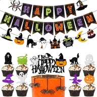 Halloween - GIRLANDA HAPPY HALLOWEEN TOPPER DUSZKI PAJĄK DUSZEK STRASZNY ZESTAW 11el. - miniaturka - grafika 1