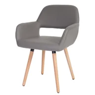 Krzesła - Krzesło do jadalni HWC-A50 II, krzesło kuchenne, design retro 50s ~ imitacja skóry , taupe-szary, jasne nogi - miniaturka - grafika 1