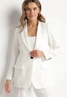 Marynarki i żakiety damskie - Biała Klasyczna Marynarka o Jednorzędowym Kroju z Imitacją Kieszeni Felzeri - miniaturka - grafika 1