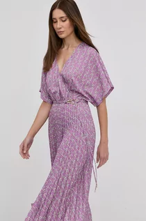 Sukienki - Nissa Nissa sukienka kolor fioletowy midi rozkloszowana - grafika 1