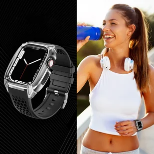 Kingxbar CYF148 2w1 pancerne etui Apple Watch 8, 7 (45 mm) ze stali nierdzewnej z paskiem srebrne - Akcesoria do smartwatchy - miniaturka - grafika 12