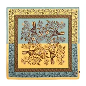 Apaszki i szaliki męskie - Damska wielokolorowa apaszka z jedwabiu beżowo - żółta - miniaturka - grafika 1