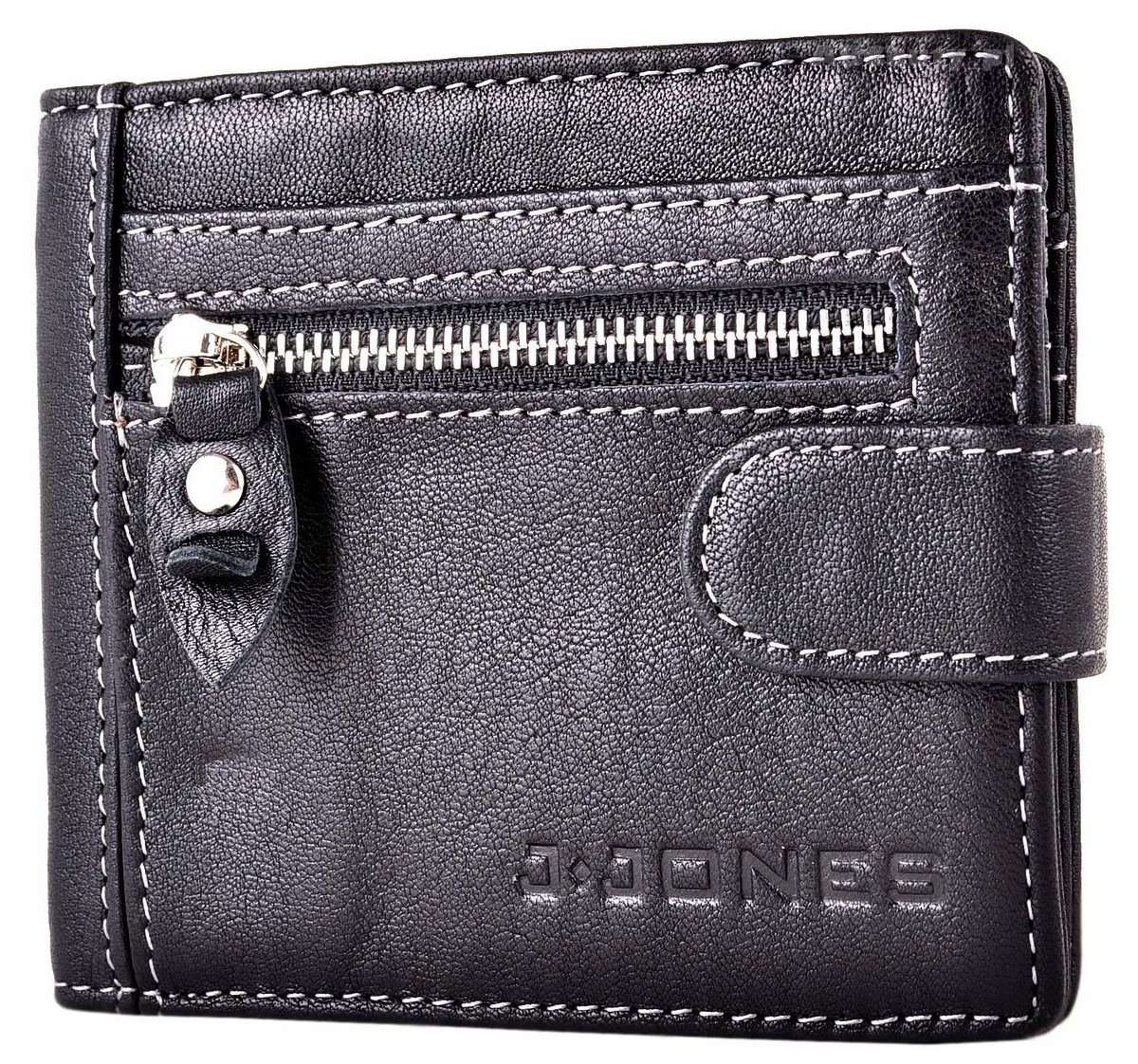 Czarny SKÓRZANY Portfel MĘSKI Młodzieżowy na Banknoty BANKNOTÓWKA RFID SAFE