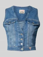 Koszulki i topy damskie - Top jeansowy z listwą guzikową na całej długości model 'EVA' - miniaturka - grafika 1