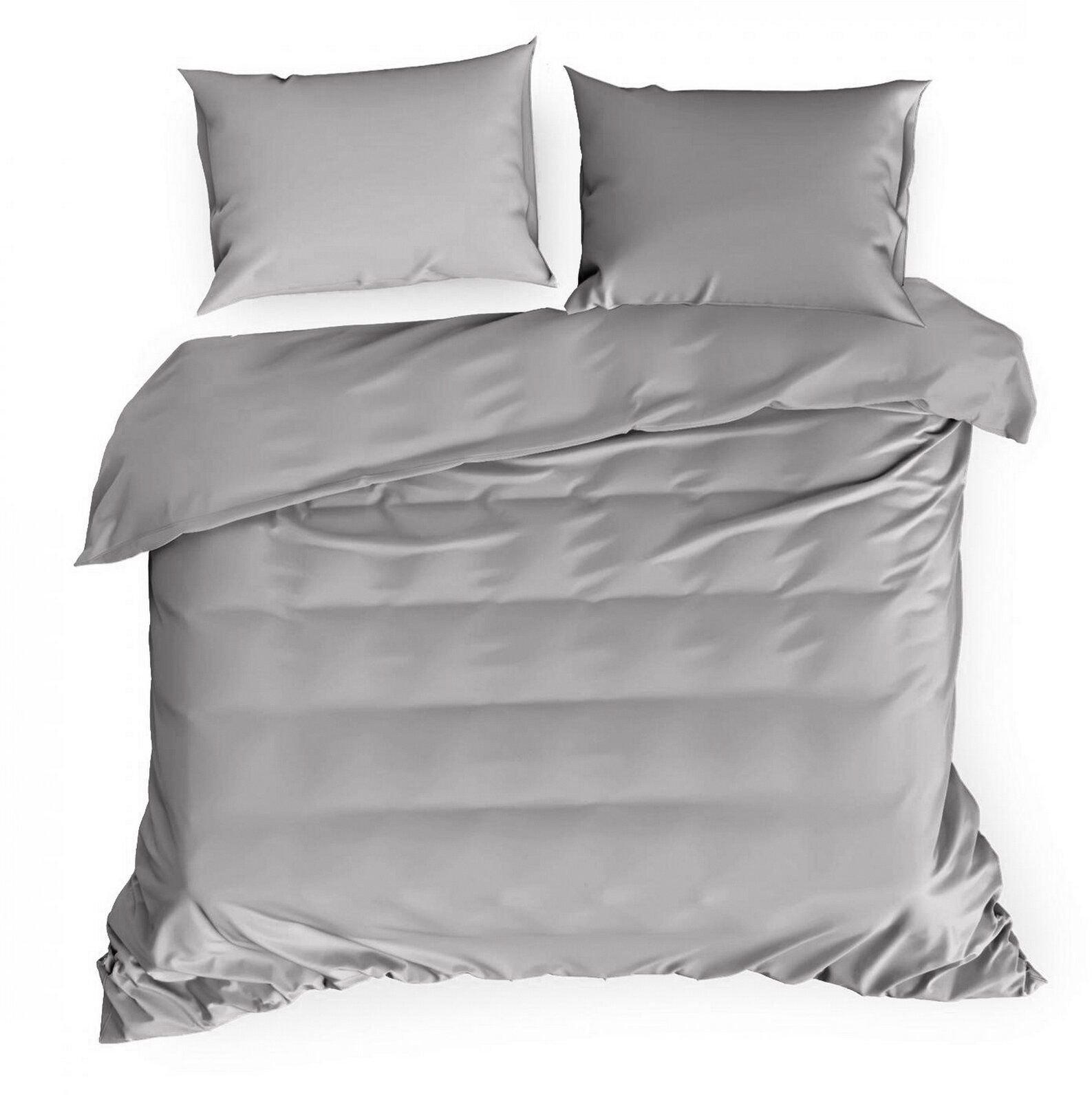 Eurofirany Pościel satynowa Harmony 220x200 + 70x80 szara elegancja i komfort